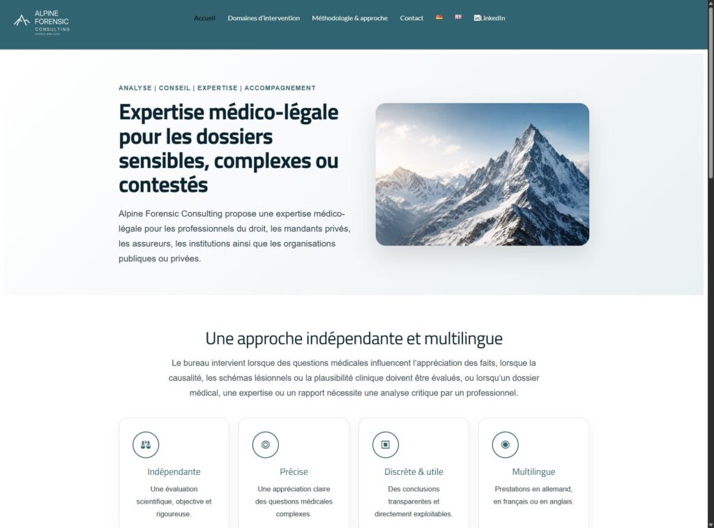 Site internet de Alpine Forensic Consulting