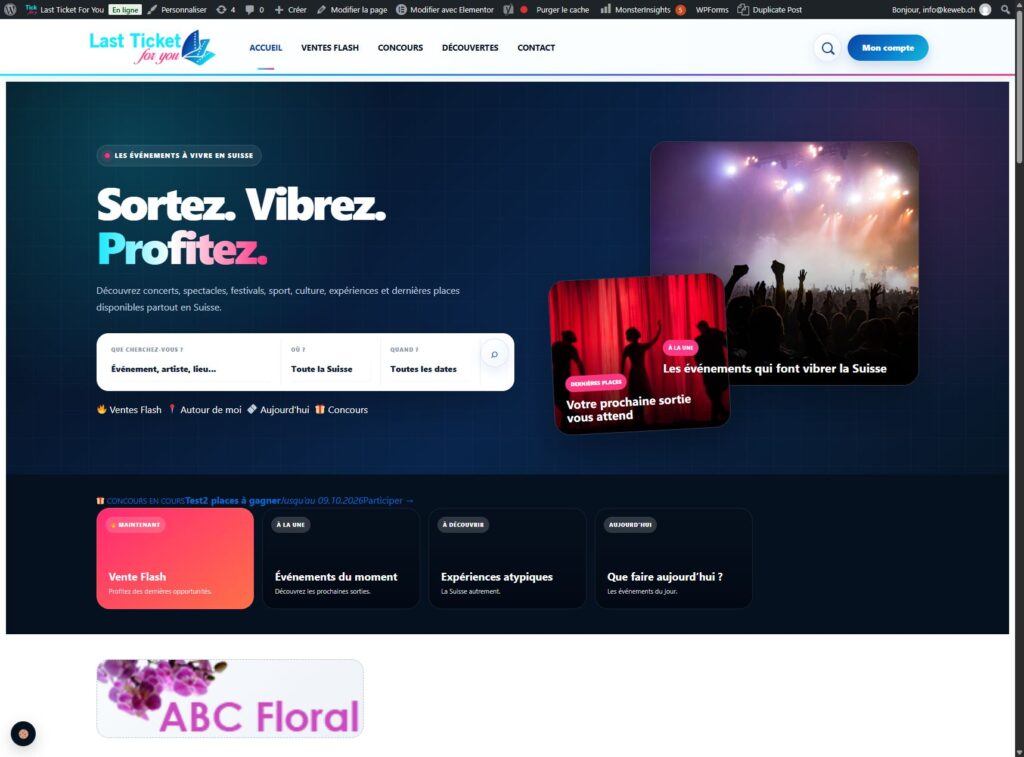 Site internet de Last Ticket For You
